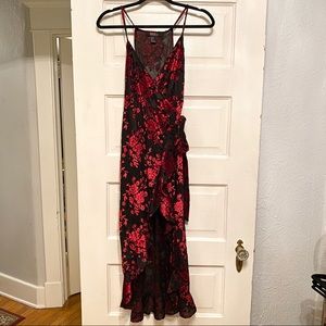 Forever 21 Velvet Floral High Low Wrap Dress